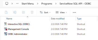 ODBC driver setup wizard-start menu with ODBC driver links