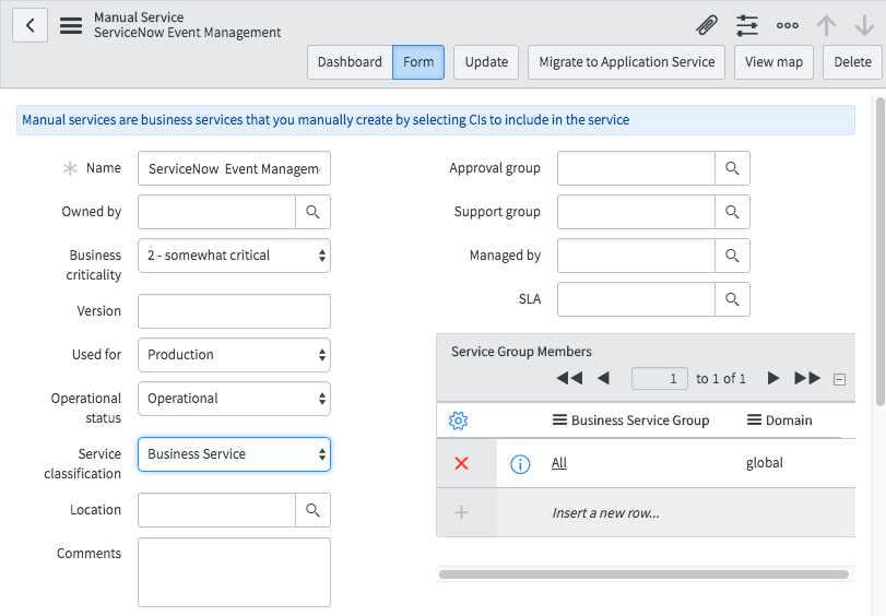 Convertir le service manuel en service d'application