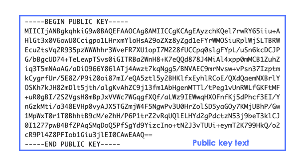 PEM-encoded public key certificate text from public_key.pem file.