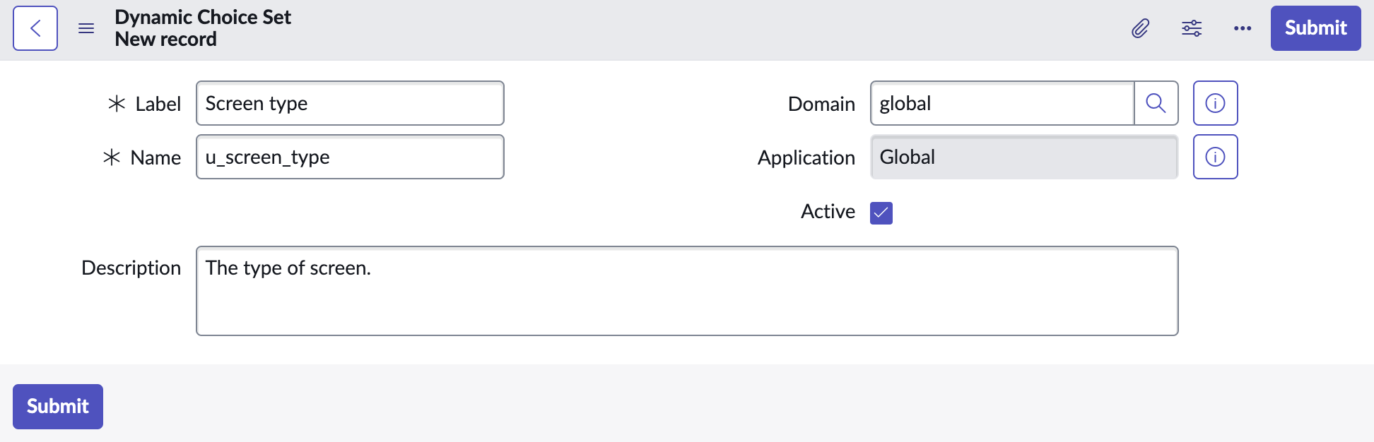 Add a choice set for type of screens.