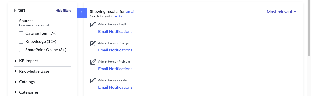 Sample auto-correction message showing replacement of search query term emial with email.