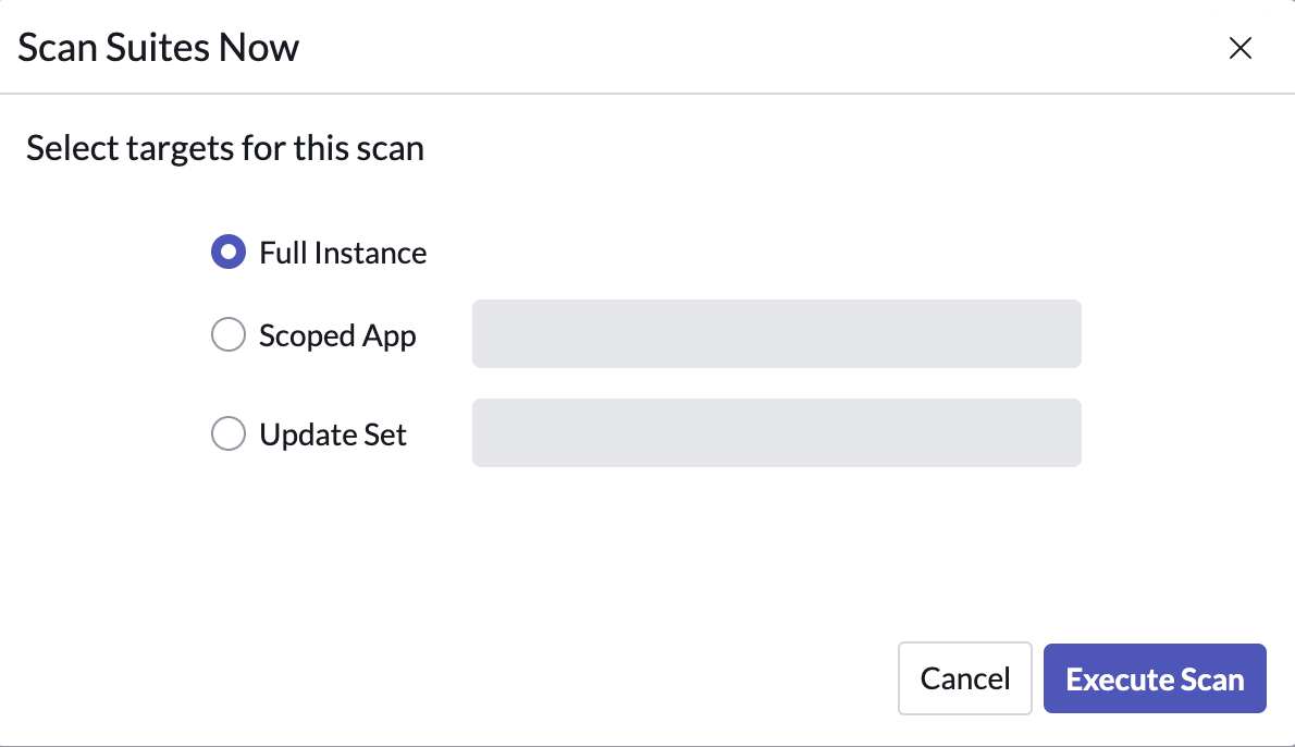 Image showing the Scan Suites Now modal.