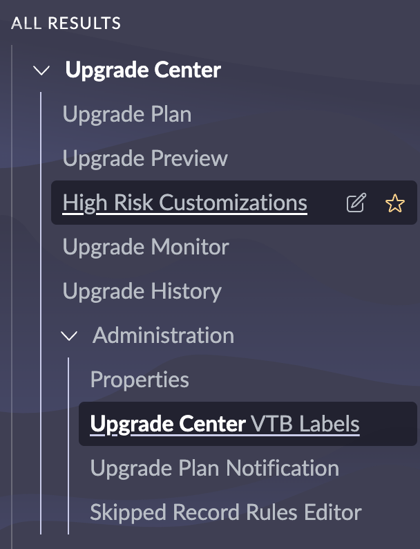 Image showing High Risk Customizations menu item