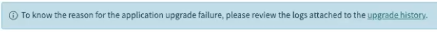 Upgrade failure message.