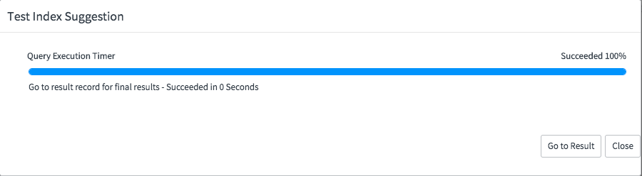 Progress indicator window that shows the Query Execution Timer