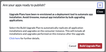 Screenshot showing first time user for Upgrade Plan