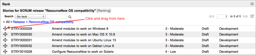 Scrum Stories Ranking
