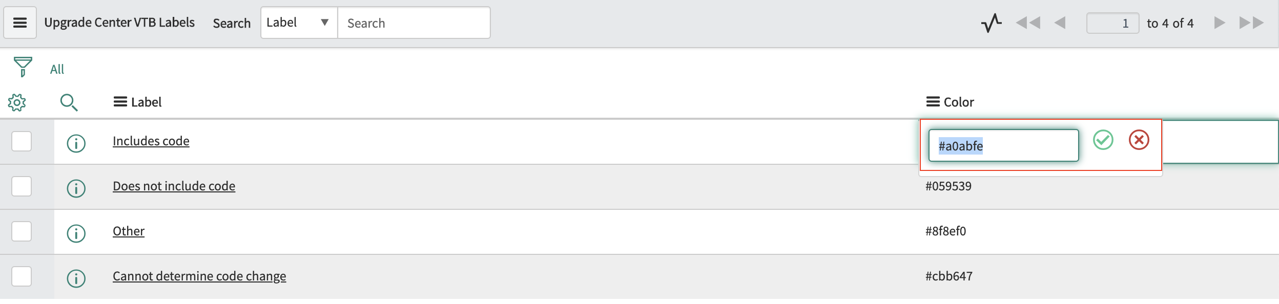 Image showing where color of a label can be changed