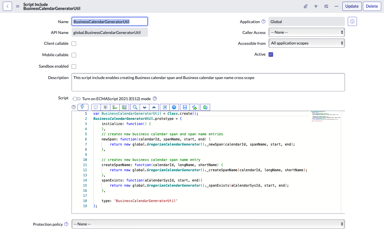 Form the Script includes that it titled, BusinessCalendarGeneratorUtil