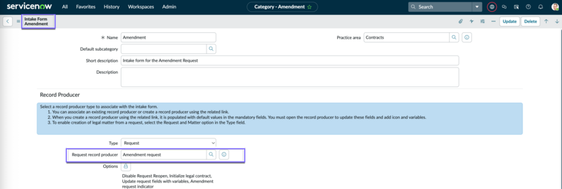 Amendment intake from and record producer in the base sysstem (OOB)