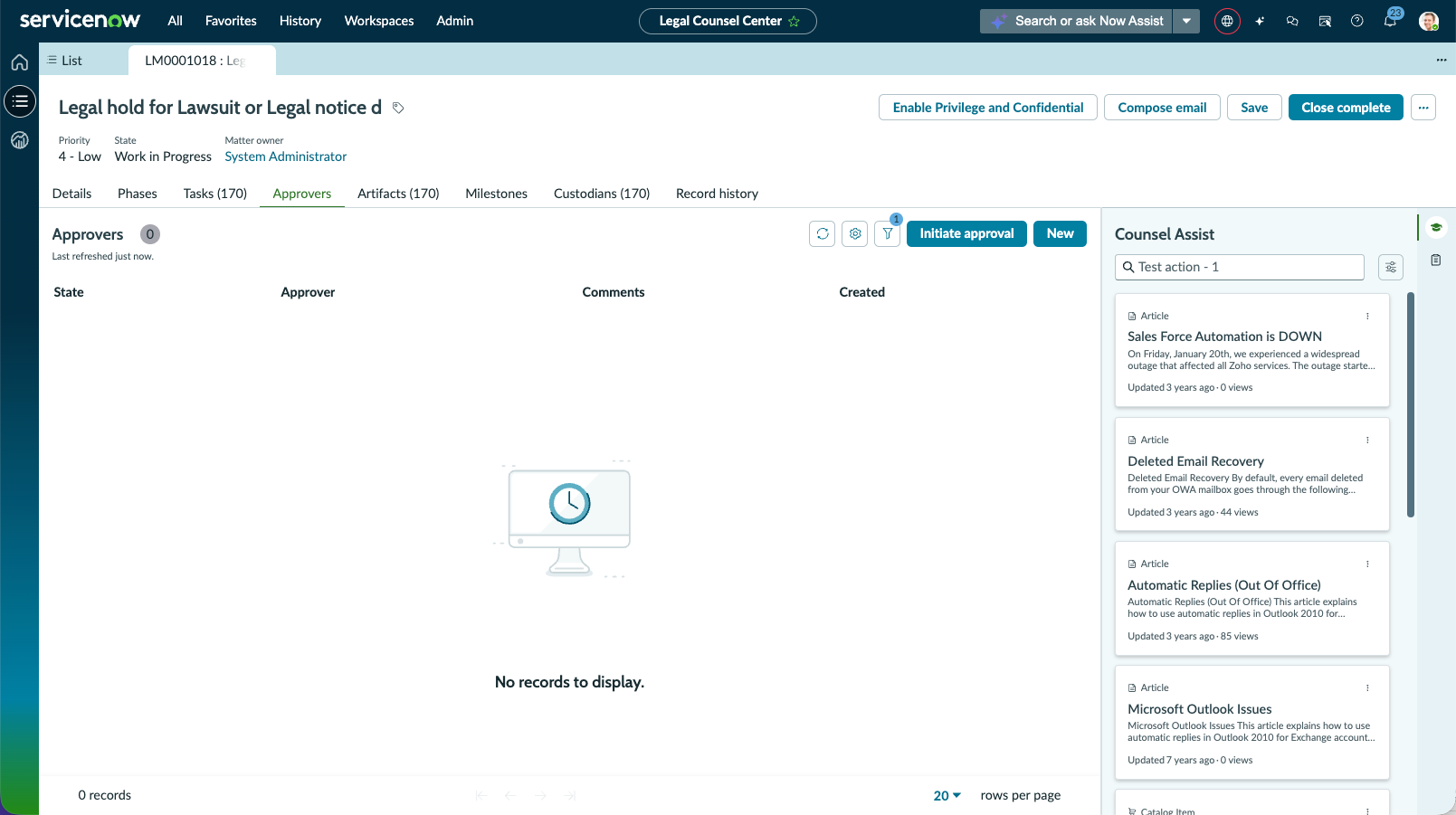 Select Initiate approval option for to submit an ad-hoc approval request