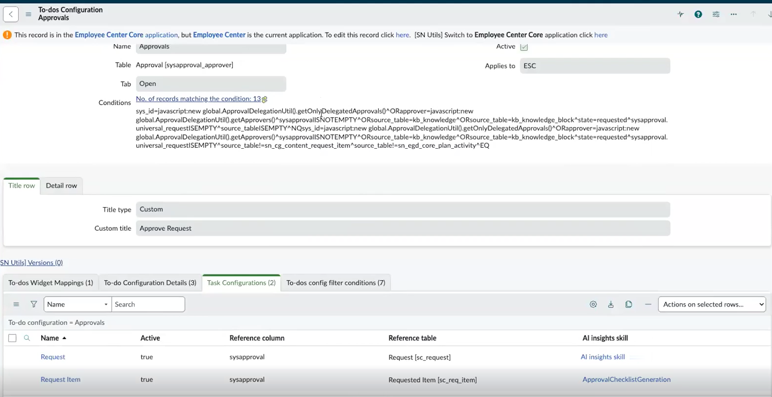 Skill configuration for task AI insights