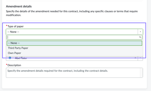 Select amendment type