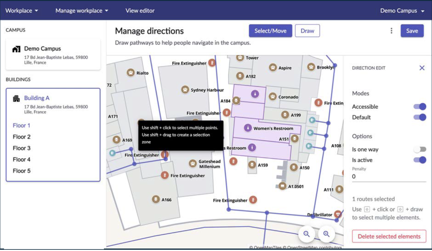 Draw directions for wayfinding