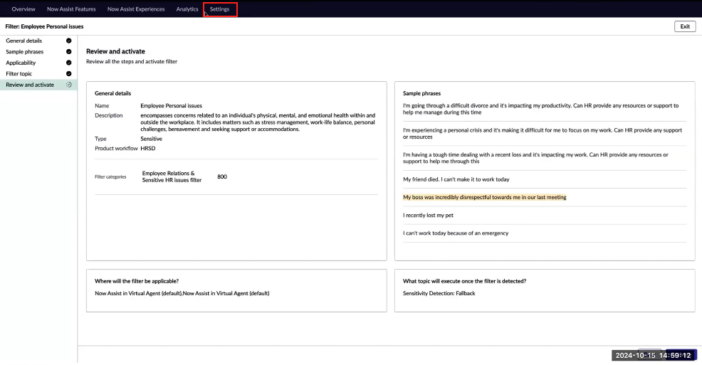 Access to Now Assist Admin Panel and Settings tab