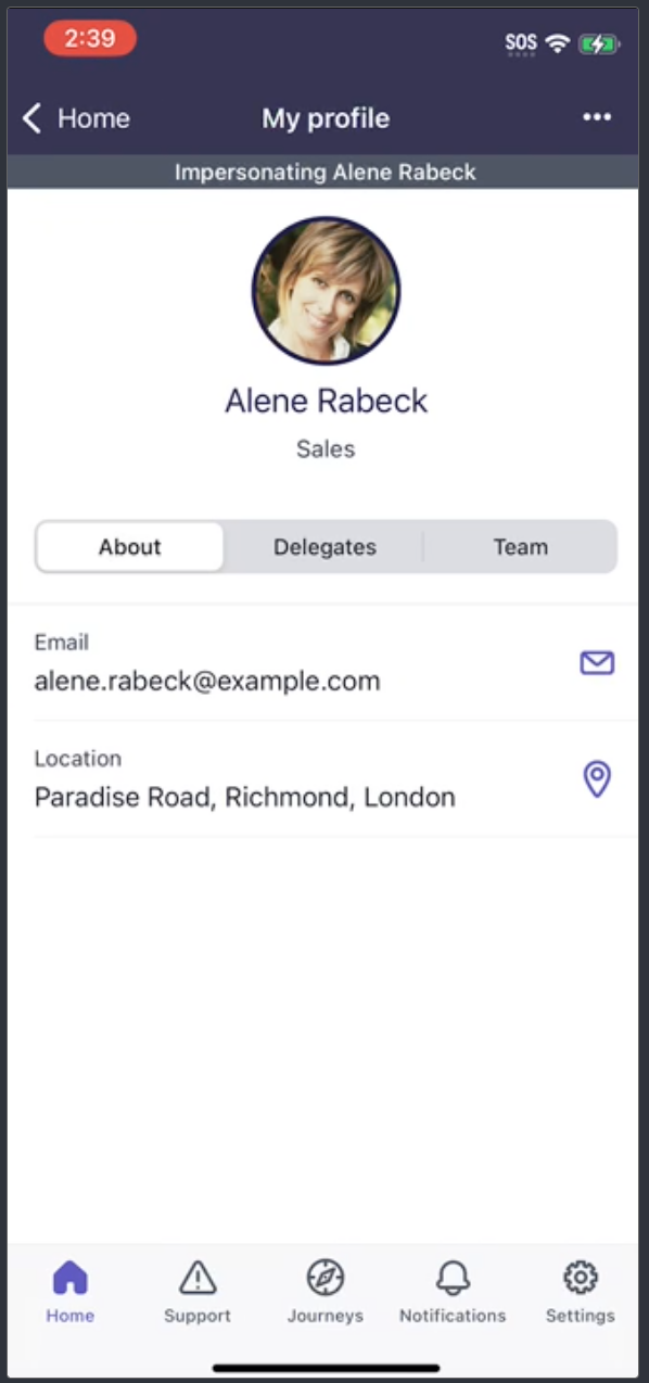 Profile details page.