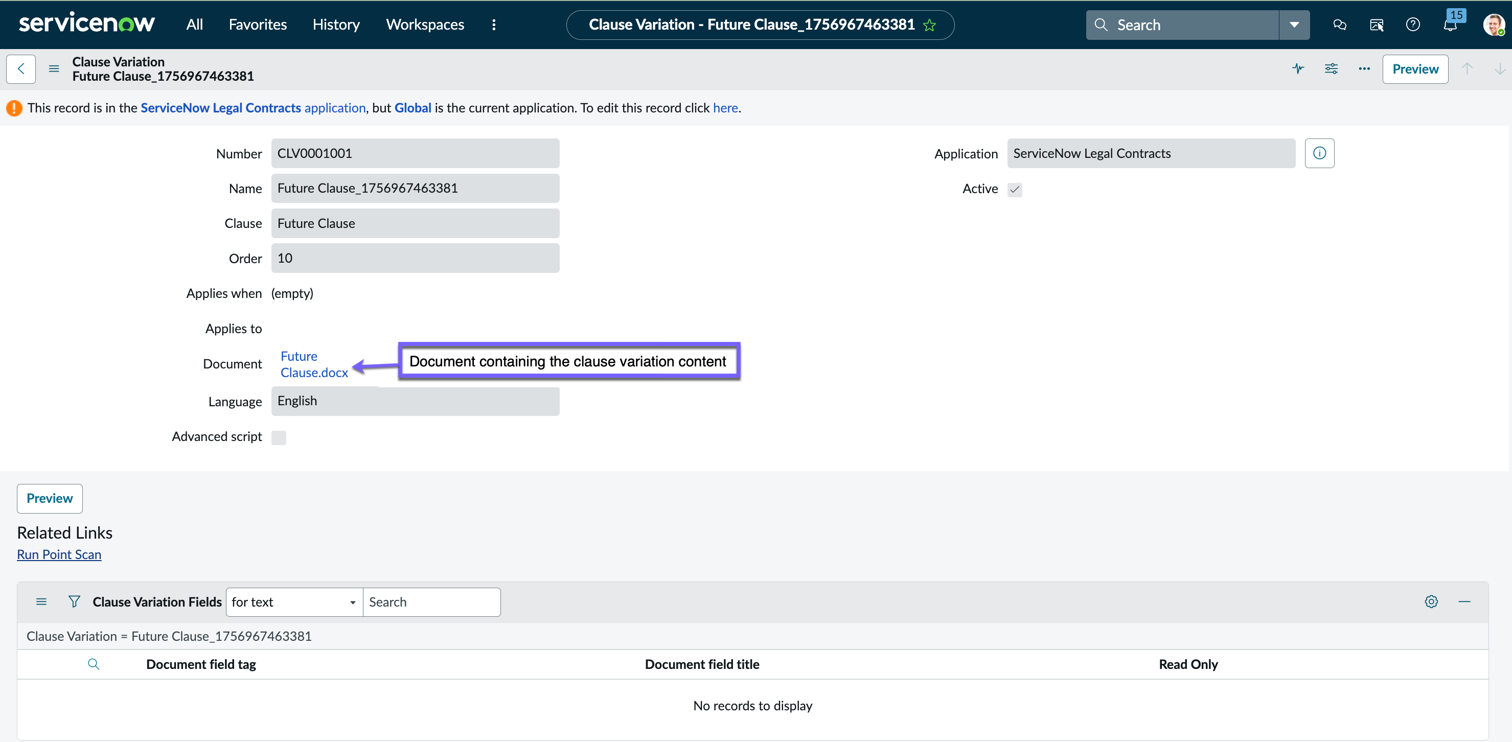 View clause variations and its' content