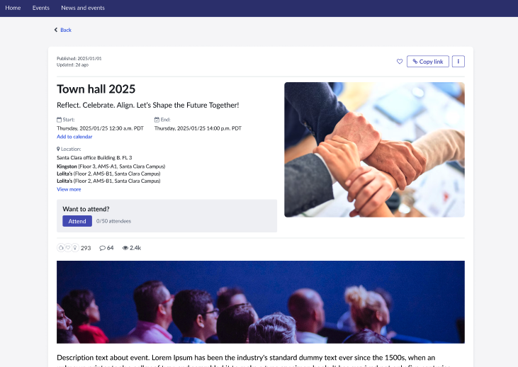 Shows a detailed overview of a completed RSVP