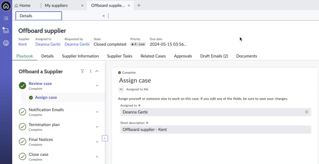 Offboard a Supplier playbook tab.