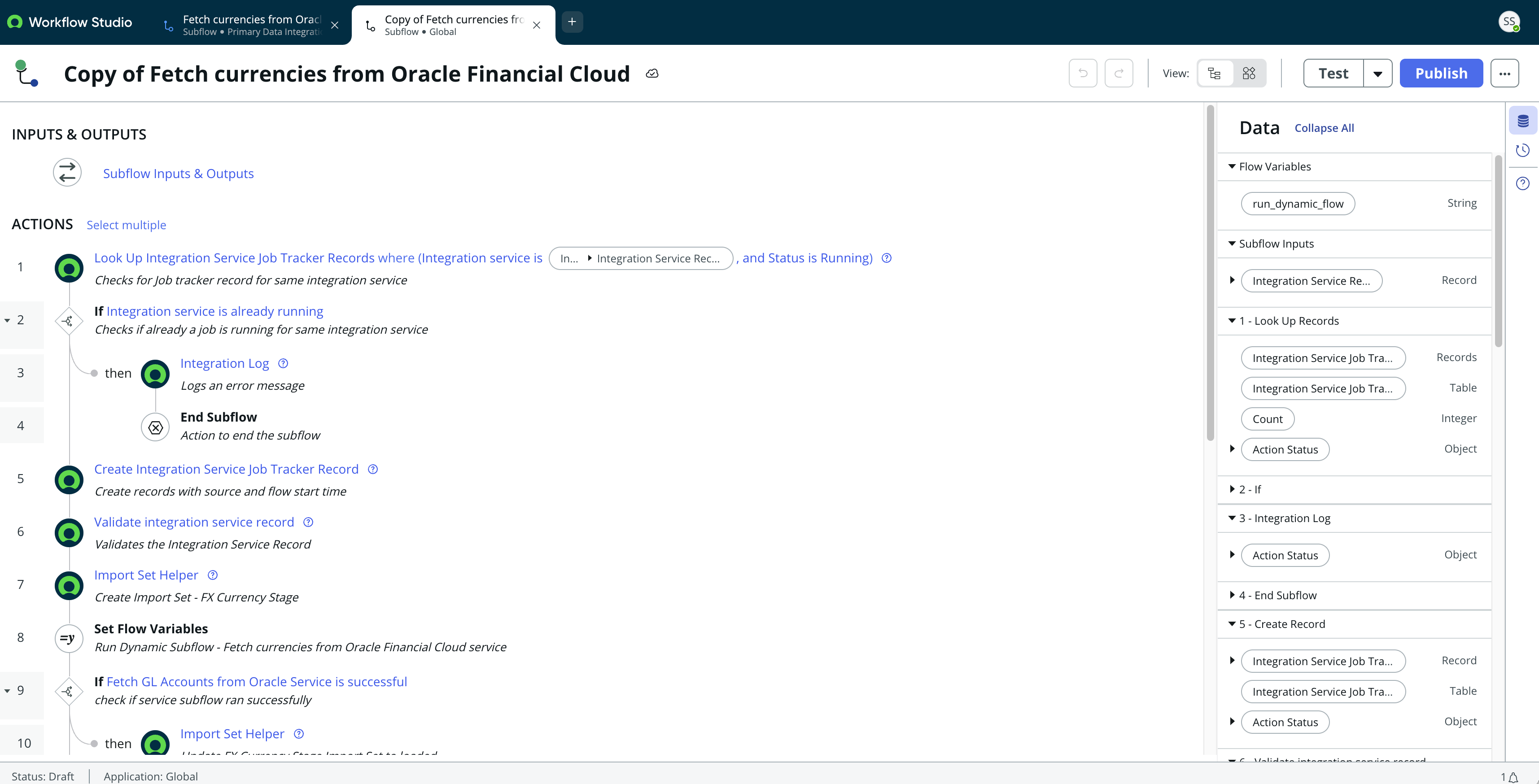 Copier un flux ou un flux secondaire dans Oracle Financial Cloud