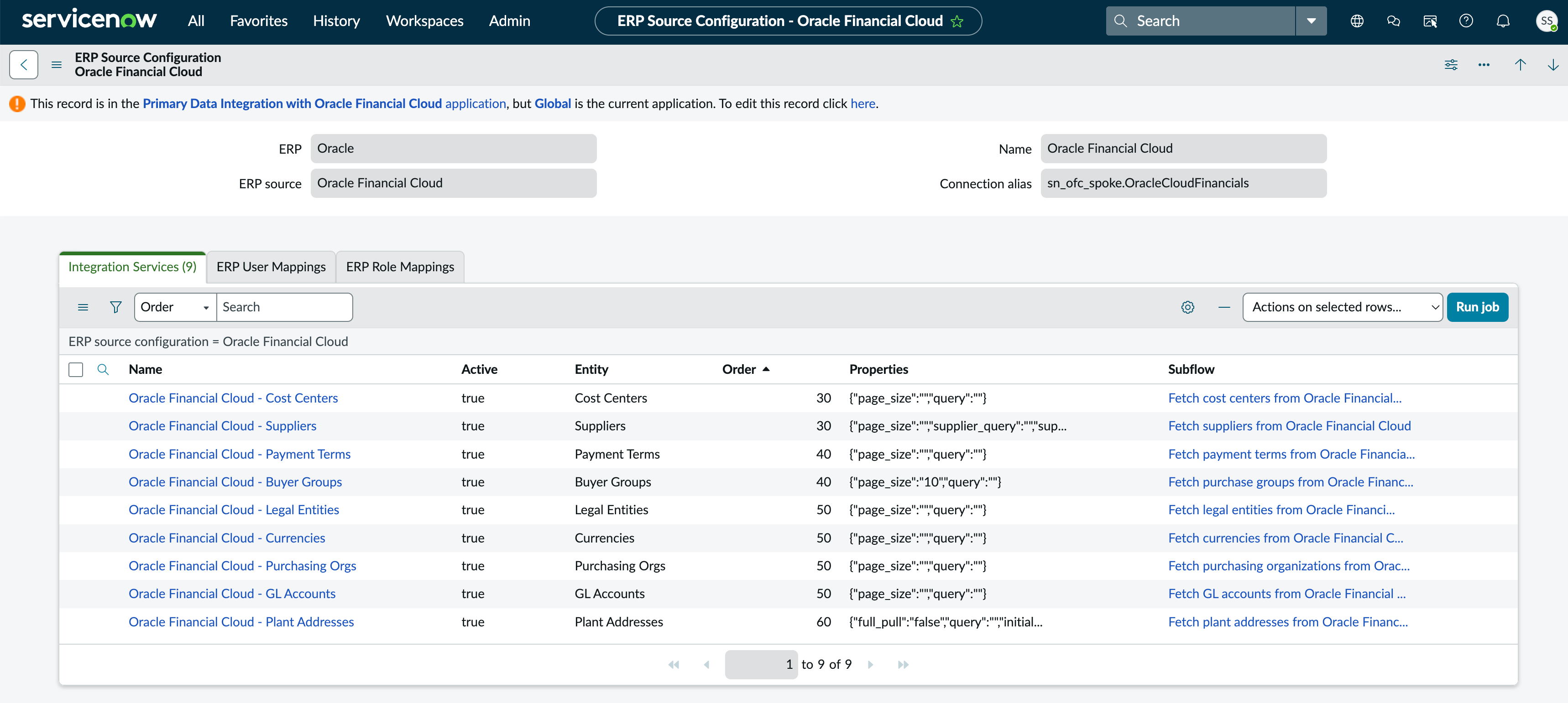 Configuration source ERP d’Oracle Financial Cloud
