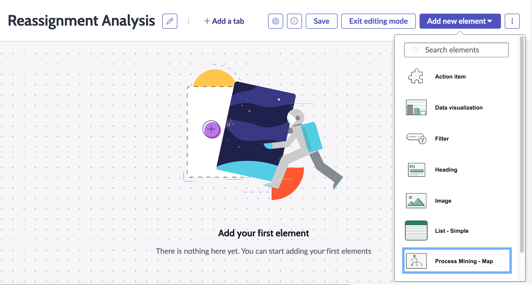 Configurer la carte Exploration de processus