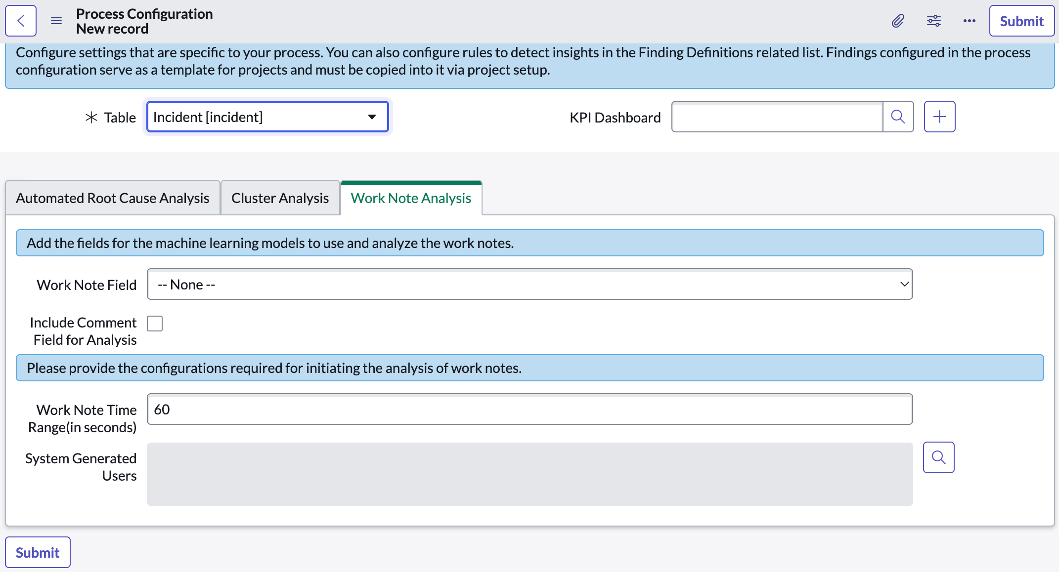 Configurer l’analyse des notes de travail