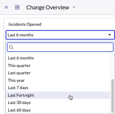 Un filtre de date avec l’option dernière quinzaine disponible