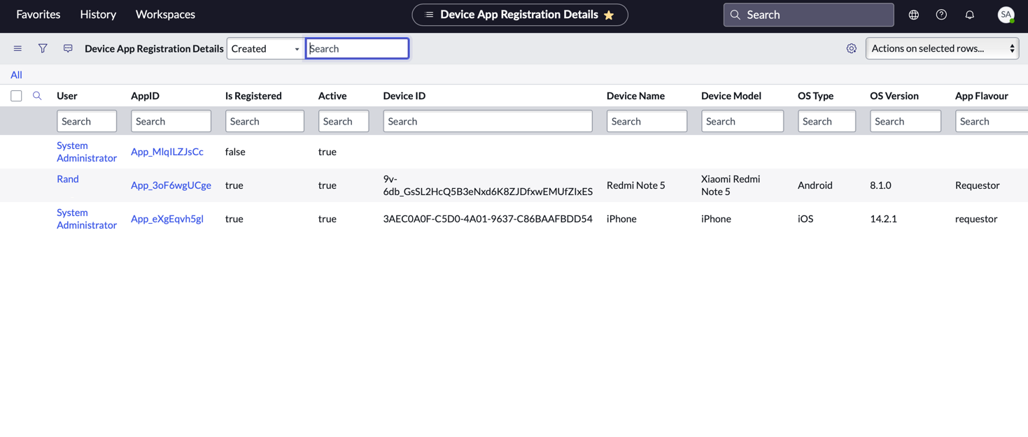 장치 앱 등록 상세 정보