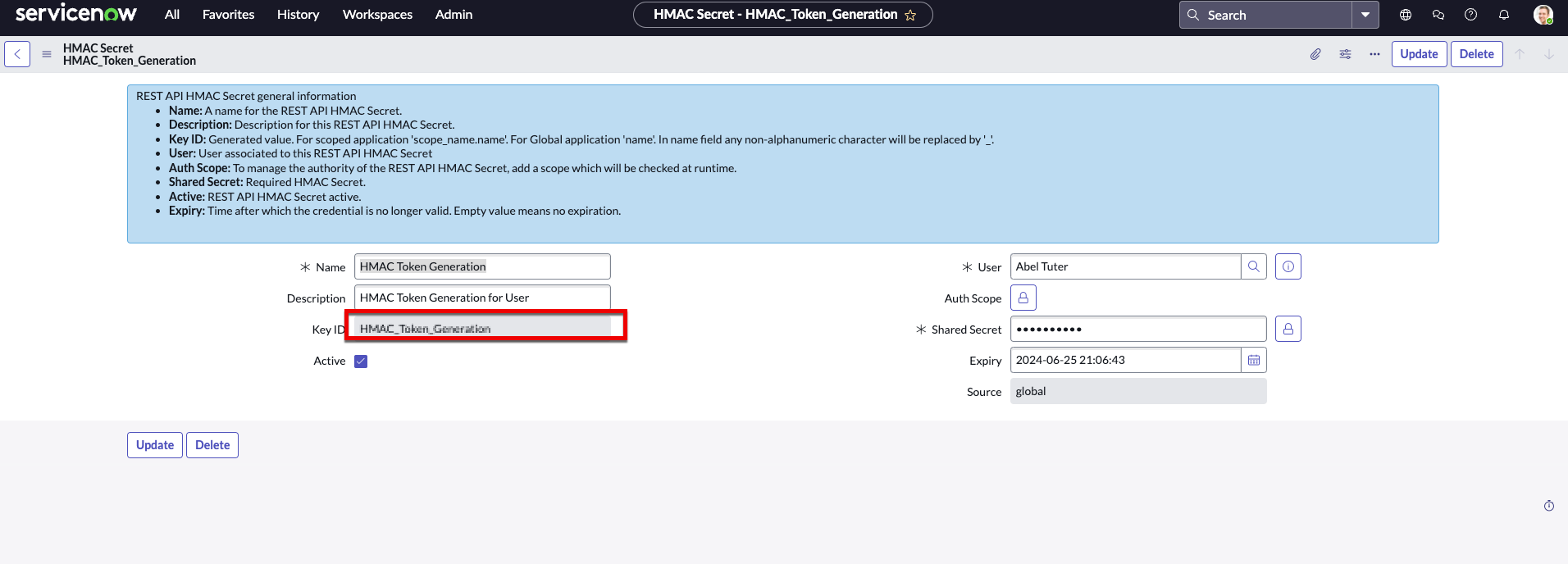 HMAC 키 ID