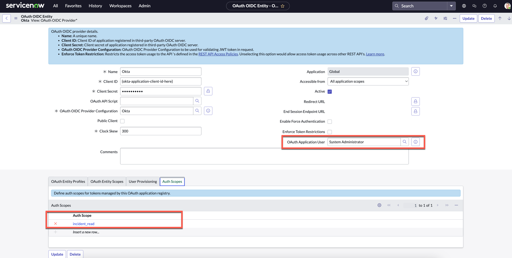 OAuth-Anwendungsbenutzer