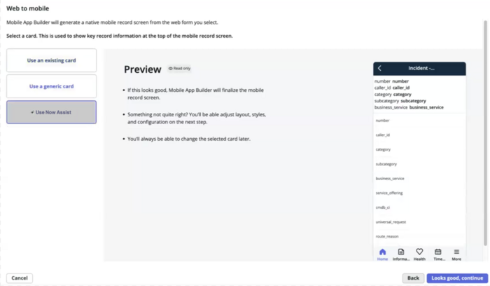 Visual preview of your new mobile component.