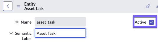 Option active sur un enregistrement d’entité.