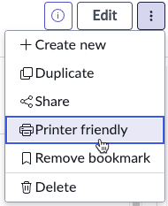 Option imprimable dans le menu Plus d’actions