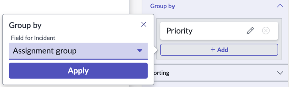 Option de regroupement supplémentaire avec le groupe d’affectation sélectionné.