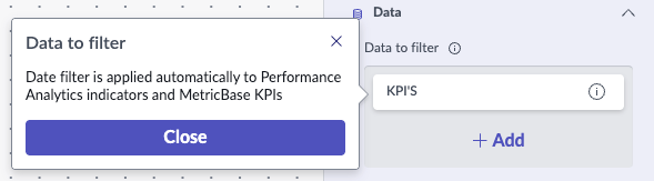 Données pour filtrer la section avec des KPI ajoutés automatiquement.