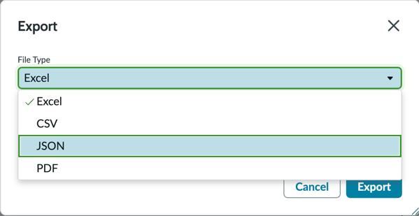 Options du type de fichier d’exportation