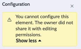 Message indiquant que vous ne pouvez pas configurer un élément, car vous n’avez pas les autorisations de modification.