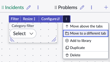 Menu dans l’en-tête du filtre avec des actions disponibles pour l’administrateur.