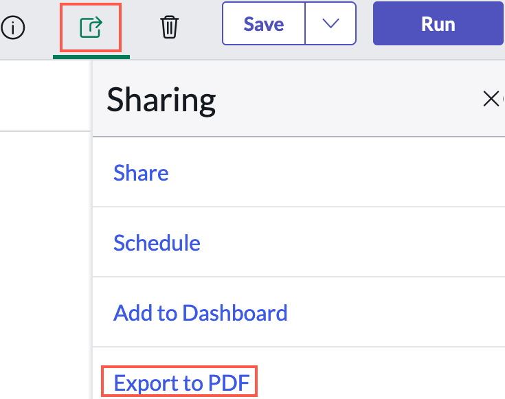 Exporter la visualisation vers le menu PDF