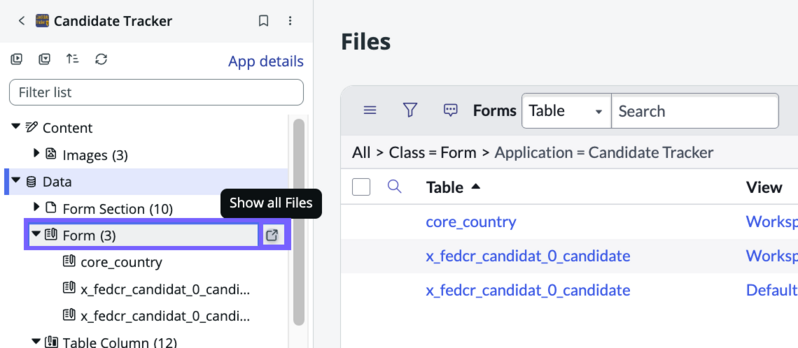 Selecting show all files opens a list of just one type of file.