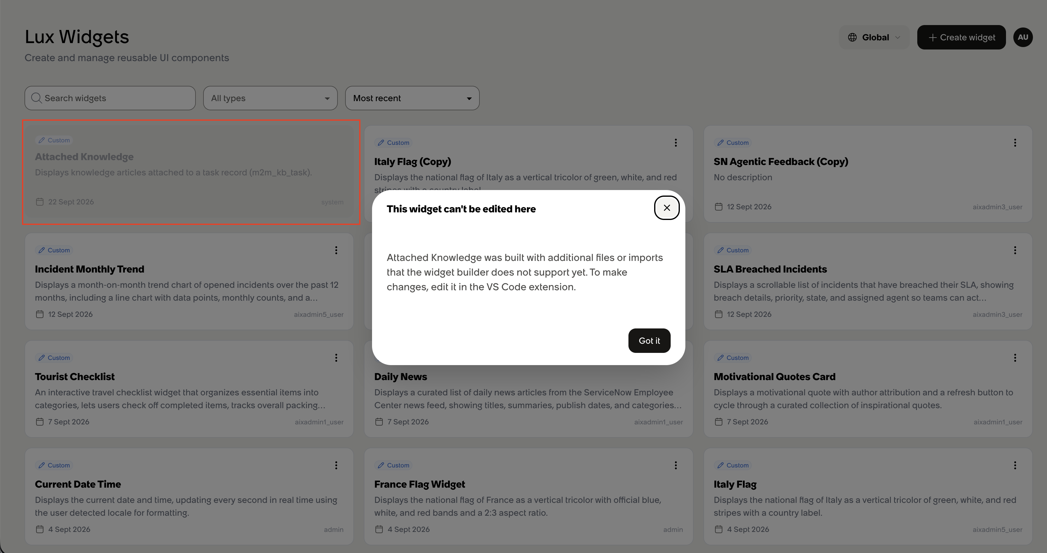 Widget editor