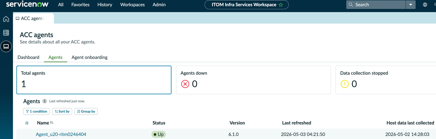 ACC agents page in Workspace