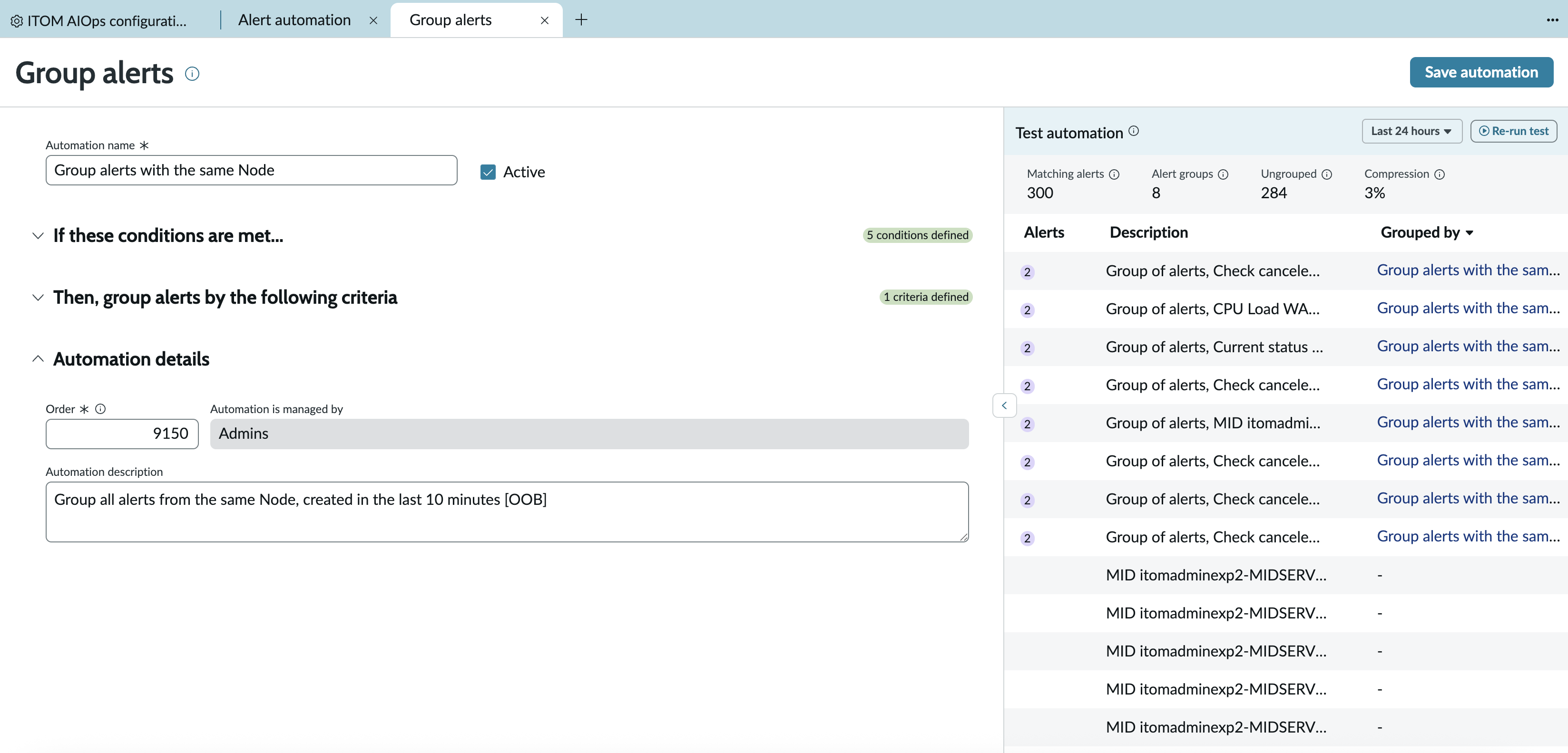 Test automation section