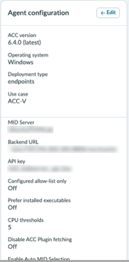 Agent configuration panel