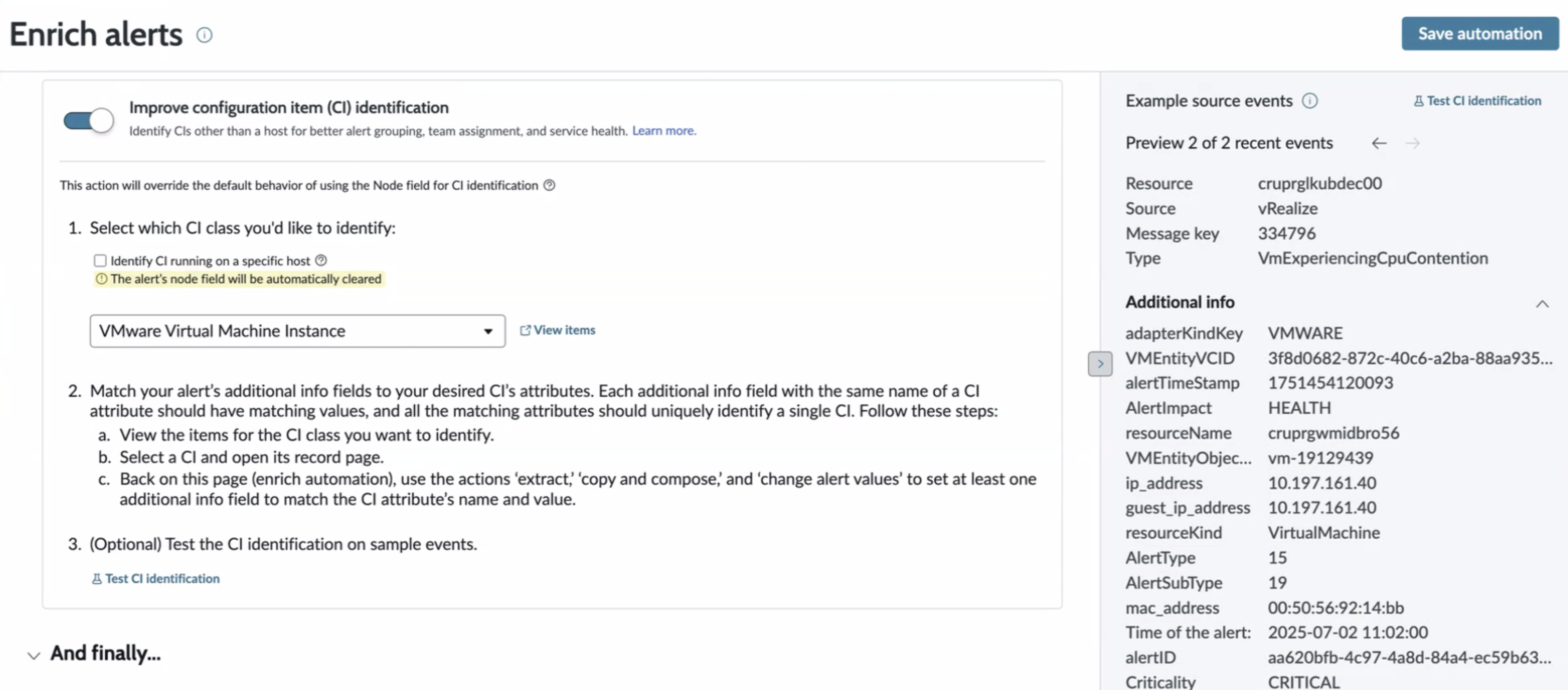 Improve configuration item (CI) identification section