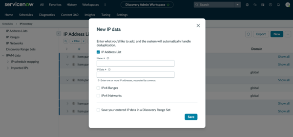 New IP data dialog