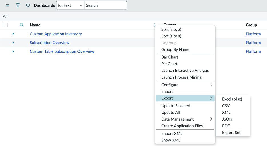 Como exportar a lista de plataformas para o Excel