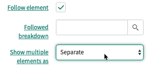 Conjunto de configuração de widget para mostrar vários elementos separadamente