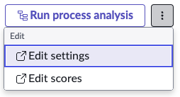 O menu Mais ações para Detalhes de KPI, mostrando opções para editar registro de indicador ou planilha de pontuação.